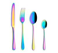 Grunwerg Windsor 16 Piece Cutlery Set, Rainbow, 18/10 Stainless Steel, 4 x Table Knives, Table Forks, Dessert Spoons, Teaspoons