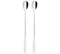 Grunwerg Yin & Yang Soda Spoons 2SOS650W, 18/10 Stainless Steel, Set of 2, White