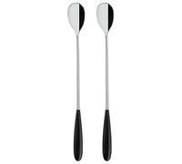 Grunwerg Yin & Yang Soda Spoons 2SOS650BK, 18/10 Stainless Steel, Set of 2, Black