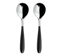 Grunwerg Yin & Yang Soup Spoons 2SUS650BK, 18/10 Stainless Steel, Set of 2, Black