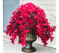Grunyia Artificial Bougainvillea Flowers - 4 Pcs UV Resistant Fake Flowers with Silk Petals, Realistic Trailing Plants for Outdoor Indoor Wall Garden Home Wedding Decor (Hot Pink) (Rose Red)