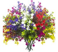 Grunyia Artificial Flowers, 12 Bundles Outdoor Fake Flowers for Decoration UV Resistant Faux Plastic Plants Garden Porch Window Box Décor