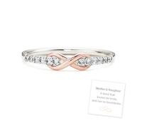 grupan A Bond Knows No Limits Infinity Ring, 925 Sterling Silver Rose Gold Infinity Ring, Cubic Zirconia Infinity Knot Bond ring, Mother's Love Ring, Love Ring for Daughter (silver, 7)