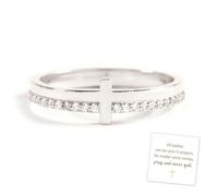 grupan All Battles Can Be Won in Prayers Golden Cross Ring, 925 Sterling Silver Never Give Up Cross Ring, Personality Inspirational Prayers Cross Ring, Christian Religious Ring for Women (Silver, 7)