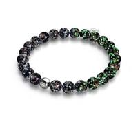 grupan Firefly Glass Bracelet, Healing Crystal Glow In The Dark Bracelet, Stretch Stackable Bangle, Mermaid Bracelet for Women (Obsidian)