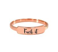 grupan Fuck It Dainty Bar Ring, Stainless Steel Ring Inspirational Friendship Ring, Handmade Kuck It Ring, Creative Ring for Tired-Ass Women (Rose Gold, 8)