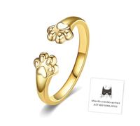 grupan Just Keep Going Bitch Cat Paws Ring, 925 Sterling Silver Adjustable Cute Cat Paw Ring, Gold Open Cat Paw Ring, Cat Paws Ring Jewelry Gift for Pet Lovers (Gold)