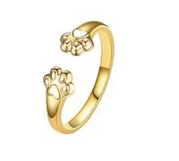 grupan Just Keep Going Bitch Cat Paws Ring, 925 Sterling Silver Adjustable Cute CatPaw Ring, Gold Open CatPaw Rings, Cat Paws Ring Jewelry Gift for Pet Lovers (Gold)