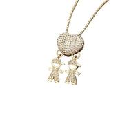 grupan Love and my kids - Mother's Love Necklace, 18k gold plated Mother Necklace, Adjustable Love Necklace (2 Boys)