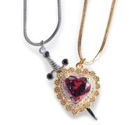 grupan Stainless Steel You are in My Heart Necklace Set, Heart Sword Necklace, Heart Couples Necklace, You are in My Heart Matching Necklace for Couples (Gold Heart Silver Sword)