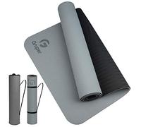 Gruper Pro Yoga Mat, Eco-Friendly, Non-Slip, with Carry Strap, for Yoga, Pilates & Floor Exercises (6 mm, Grey + Black)