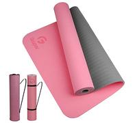 Gruper TPE Yoga Mat, Pro Yoga Mat, Eco-Friendly, Non-Slip, with Carry Strap, Training Mat for Yoga, Pilates and Floor Exercises (Thickness-6 mm, Cherry Blossom Pink)