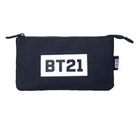 Grupo Erik BT21 Official Merchandise Pencil Case | 3 Compartments Kids Pencil Case | Triple Pocket Pencil Case | Cosmetic Case | Large Pencil Case | BTS Gifts | Kawaii Pencil Case