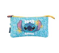Grupo Erik Disney Stitch Pencil Case | 3 Compartments Kids Pencil Case | Triple Pocket Pencil Case | Cosmetic Case | Large Pencil Case | Stitch Gifts | Stitch Merchandise