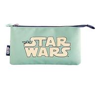 Grupo Erik Star Wars The Mandalorian 3 Compartment Kids Cosmetic Case | Large Triple Pocket Pencil Case | Mandalorian Gifts