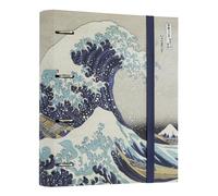 Grupo Erik 4 Ring Binder A4 - Hokusai Stationery, Japanese Art Gifts | A4 Folder with Elastic closure, School Folders for Paperwork A4, Back to School Supplies | The Great Wave off Kanagawa
