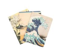 Grupo Erik A6 Notebook Set - Hokusai, Japanese Art Stationery Gifts | 3 A6 Notebooks - Lined, Plain, Dotted - 32 sheets (64 pages) | Japanese Notebook, Cute Stationary Gifts under 10 Pounds