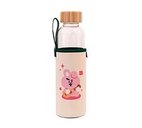 Grupo Erik BT21 Glass Water Bottle - 17oz / 500ml Water Bottle, Glass Bottle, Hot and Cold Water Bottle, Travel Bottles, Gym Bottle - BT21 Gifts, Kawaii Gifts
