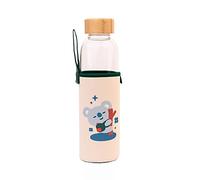 Grupo Erik BT21 Koya Glass Water Bottle - 17oz / 500ml Water Bottle, Glass Bottle, Hot and Cold Water Bottle, Travel Bottles, Gym Bottle - BT21 Gifts, Kawaii Gifts