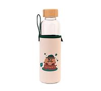 Erik BT21 Official Merchandise Shooky Glass Water Bottle - 500ml / 17oz - Glass Bottle - Hot & Cold Insulation - Kawaii Design