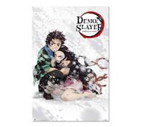 Grupo Erik Demon Slayer Tanjiro & Nezuko Poster - 36 x 24 inches / 91.5 x 61 cm - Unframed - Multicolour Black - Glossy Paper - Room Decor, Dormitory