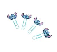 Grupo Erik Disney Stitch Pack of 4 Paper Clips with Topper | Cute Bookmarks | Coloured Paper Clips | Funny Bookmark | Stitch Gifts