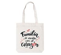 Grupo Erik "Familia Se Escribe Con Corazon Cotton Tote Bag - Cotton Shopping Bag - 14x15x4 inches | 37x39x10 cm - Canvas Bag - Cotton Bag - Gift Bag - Eco Friendly Gifts - Cute Tote Bag