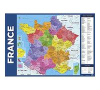 Grupo Erik France Map Desk Mat in French | 13.5 x 19.5 inches - 34.5 x 49.5 cm Desk Pad, Desk Decor, Desk Protector Mat | Cute Stationary, Back to School Supplies, Kids Desk Accessories