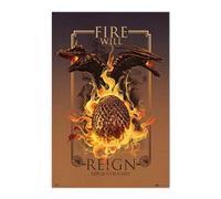 Grupo Erik Game of Thrones House of the Dragon Fire Will Reign Poster - 36 x 24 inches / 91.5 x 61 cm - Shipped Rolled Up - Cool Posters - Art Poster - Posters & Prints - Wall Posters