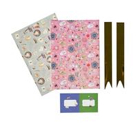 Grupo Erik Gift Wrap Set - Harry Potter Gifts | 2 Wrapping Paper Sheets, 2 Ribbons, 2 Gift Tag Stickers - Birthday Wrapping Paper | Harry Potter Merchandise