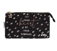 Grupo Erik Glitter 3 Compartment Pencil Case - Cute Stationery Gifts | School Pencil Case, Cute Makeup Bag, Back to School Supplies, Office Stationery Supplies | Cute Stationary Gifts