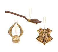 Grupo Erik Harry Potter Christmas Ornaments - Gifts, Merchandise, Decor | Christmas Tree Decorations Set of 3, Golden Snitch, Nimbus 2000, Hogwarts Crest, Harry Potter Merch Xmas Decorations for Tree
