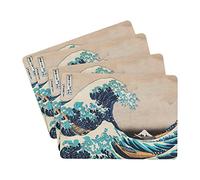 Grupo Erik Hokusai Table Placemats Set Of 4-11 x 8 inches / 28 x 20 cm - Cork Placemats, Beermat, Drip Mat, Outdoor Placemats, Creative Tops Placemats - The Great Wave Off Kanagawa