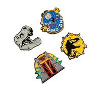 Grupo Erik Set Of 4 Enamel Pins - Jurassic Park Merchandise | Cute Pin Badges, Bag Pins | Jurassic Park Gifts Under 15 Pounds, Funny Gifts For Friends