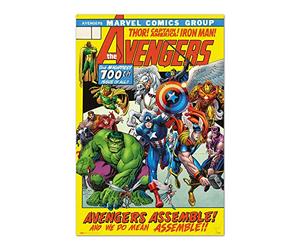 Grupo Erik Marvel Avengers 100th Issue Poster - 36 x 24 in / 91.5 x 61 cm | Shipped Rolled Up - Cool Posters, Art Poster, Wall Posters & Prints | Marvel The Avengers Merch, Gifts, Superhero Wall Decor