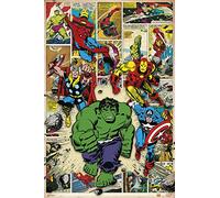 Grupo Erik Marvel Classic Comics Heroes Poster - 35.8 x 24.2 Inches/91 x 61.5 cm/24 x 36 Inches Shipped Rolled Up Marvel Wall Poster Cool Posters and Prints