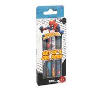 Grupo Erik Marvel SpiderMan Set of 4 Erasable Pens - Stationery Gifts | 4 Colours Gel Pen Set - Erasable Gel Pens, Back to School Supplies | Marvel Spider Man Gifts under 5 Pounds, Merchandise