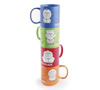 Grupo Erik Mugs Set of 4 - South Park Merchandise | Stacking Mugs with Stand 10.8 oz - 300ml Coffee Cups Espresso | South Park Gifts for Friends