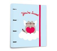Grupo Erik Pusheen Cat 4 Ring Binder A4 - Kawaii Stationery Gifts, Merch | A4 Folder with Elastic closure, School Folders for Paperwork A4, Back to School Supplies | Pusheen Merchandise