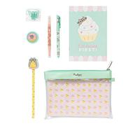 Grupo Erik Pusheen Cat Stationery Set - Kawaii Gifts, Merchandise | Pencil Case with Pen, Highlighter, Pencil with Eraser Topper, Paper Clips, Sharpener, Notebook | Cat Kawaii Stationery Gifts