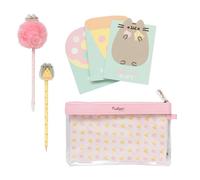 Grupo Erik Pusheen Stationery Set | Pencil Case With Pen With Pom Pom Topper, Pencil With Eraser Topper, 3 Notepads | Pusheen Gifts For Cat Lovers, Cat Stationery Gifts