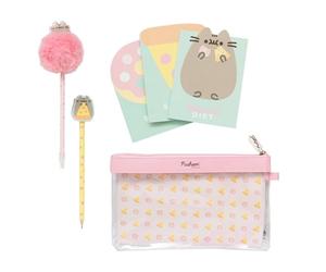 Grupo Erik Pusheen Stationery Set | Pencil Case With Pen With Pom Pom Topper, Pencil With Eraser Topper, 3 Notepads | Pusheen Gifts For Cat Lovers, Cat Stationery Gifts