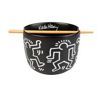 Grupo Erik Ramen Bowl Set with Chopsticks - Keith Haring | 47.3 oz - 1400 ml, 4.9 x 6.3 inches - 12.5 x 16 cm Noodle Bowl with Chopsticks | Graffiti Art Gifts