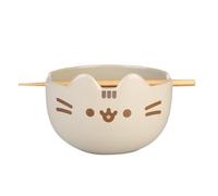 Grupo Erik Ramen Bowl Set with Chopsticks - Pusheen Gifts for Cat Lovers | 31.7 oz - 900 ml, 6.3 x 3.5 inches - 16 x 19 cm Noodle Bowl with Chopsticks