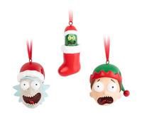 Grupo Erik Rick And Morty Christmas Ornaments | Set Of 3 - Rick & Morty & Pickle Rick | Rick And Morty Gifts | Christmas Hanging Ornament | Christmas Decorations