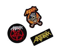 Grupo Erik Set of 3 Patches - Anthrax | Iron On Patches, Sew On Patches, Band Patches, Embroidery Patches, Applique Patches, Patches for Clothing, Patches for Backpacks