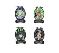Grupo Erik Set Of 4 Pins - Beetlejuice, Lydia Deetz, Adam Maitland, Barbara Maitland | Enamel Pins, Cute Pin Badges | Beetlejuice Merchandise, Beetlejuice Gifts