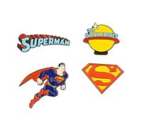 Grupo Erik Set Of 4 Pins - DC Comics Superman Merchandise | Enamel Pins, Cute Pin Badges | Superman Gifts Under 15 Pounds, Funny Gifts For Friends