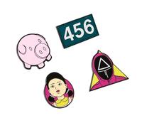 Grupo Erik Set Of 4 Pins - Squid Game Merch | Enamel Pins, Cute Pin Badges | Netflix Merchandise, Accessories Squid Game Gifts Under 10 Pounds