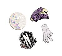 Grupo Erik Set Of 4 Pins - Wednesday Merchandise | Enamel Pins, Cute Pin Badges | Wednesday Addams Gifts Under 10 Pounds, Funny Gifts For Friends